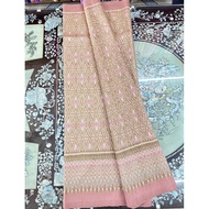 Silk Sarong Woven 6-Shuttle Raised With Glass Flowers Natural Color Size 1x2 Meters Eggplant Pattern