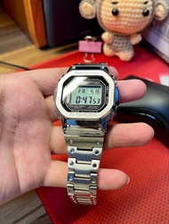 【全新行貨】CASIO卡西歐 B5000系列 金屬進化小銀磚 防震防水 六局電波藍牙 光能石英機芯 不鏽鋼錶帶 日韓錶 男錶 銀色錶盤