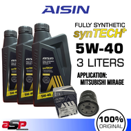 AISIN 5W-40 synTECH+ Fully Synthetic Engine Oil 3 Liters Bundle for Mitsubishi Mirage
