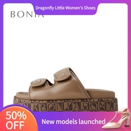 women's shoes ❋Bonia Brown Buona Monogram Wedge Sandals✼
