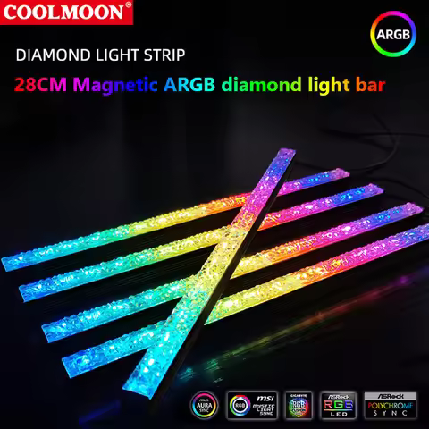 COOLMOON ARGB PC Case LED Strip Magnetic Computer Light Bar 5V/3PIN Small 4Pin ARGB Motherboard Ligh