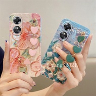Phone Case OPPO Reno8 T A78 5G 4G New Vintage Premium Blu-ray Rhinestone Oil Painting Flower Casing OPPO Reno 8 8T Reno8T with Bracelet Soft Cover