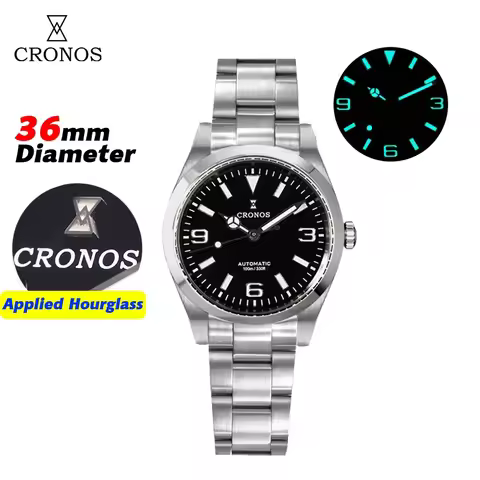 Cronos EX Mechanical Men Watch 36mm NH35 AutomaticSapphire Glass Bushed Bracelet 10ATM L6019