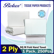 Belux DQ M Fold Paper Hand Towel 2 Ply 250 Sheets x 1 Pack 100% Pulp Full Plastic Packed M Fold Pape