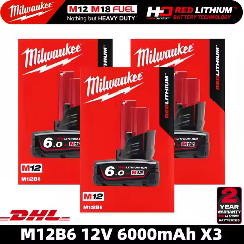 Milwaukee 12V Battery, 6.0Ah Milwaukee Rechargeable Battery For Milwaukee M12 Tool 48-11-2402 48-11-