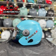 BMC Inova R Solid Light Blue Helmet All Size Rainbow Visor Anti Thief Hole Single Visor SNI