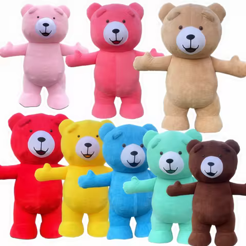 Inflatable Teddy Bear Mascot Costume for Adults - Cute Walking Bear Set for Carnival Birthday Party 