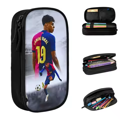 Lamine Y-Yamal Soccer 19 Pencil Cases Creative Pen Box Bags Kids Large Storage School Supplies Gifts