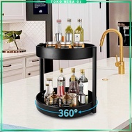 Stainless Steel Kitchen Storage 2 Layer Rotating Spice Rack - NM2