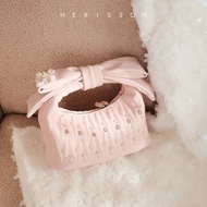 Women's Chloe bag Hérisson pink quilted handbag WITH detachable bow