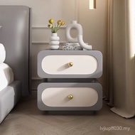 Light Modern Extreme Cream Style Solid Wood Luxury Bedside Cabinet Simple Locker Leather Simple Fren