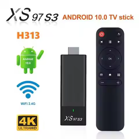 XS97 S3 Smart TV Stick 4K HDR TV Receiver 2.4G 5G Dual Wireless WiFi Android 10.0 OS Media Player Se