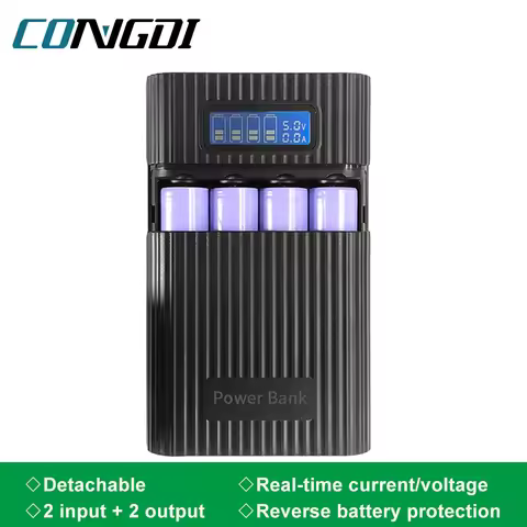 DIY Power Bank Case 4*18650 Battery Charge Storage Box 5V Dual USB Digital Display Charging Case For