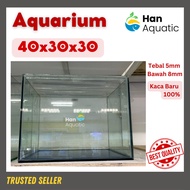 Aquarium Kaca 40x30x30 Tebal 5 mm Bawah 8mm 100% Kaca Baru