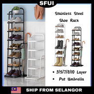 Sfui Single Rack Stainless Steel Shoe Rack Rak Kasut Besi Metal Shoe Rack Bamboo Shoe Rack Kasut Modern Rak 鞋架