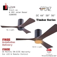 [ EFENZ] DC CEILING FAN HANDCRAFTED TIMBER FAN BLADE. TRI-COLOUR DIMMABLE LED LIGHT