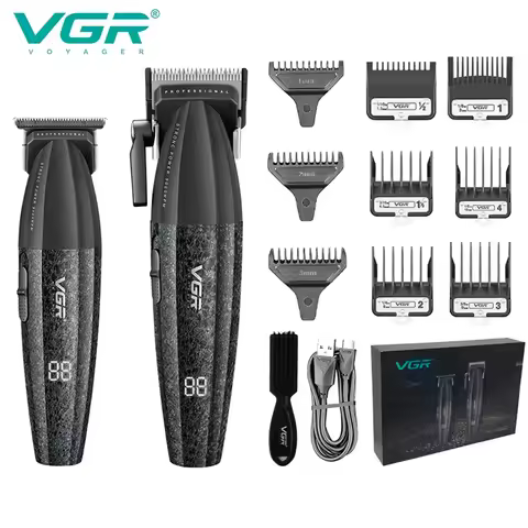 VGR Hair Trimmer Professional Clipper Cordless Barber 9000 RPM Rechargeable Hair Cutting Machine Met