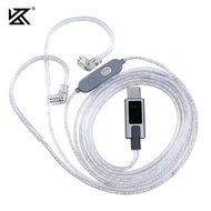 KZ M2 Earphone Cable Type C Dual Mic Silver Plated Upgrade IEM Cables With EQ Tuning Switch DAC Deco