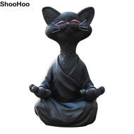 SHOOHOO Happy Buddha Cat Statue, Home Decor Resin Meditation Cat Statue,  Whimsical Ornaments Cat Bu