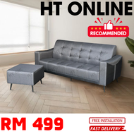 HT ONLINE Comfort+ Classic Upholstered 3-Seater Sofa with Stool