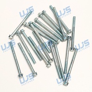 MESIN 25PCS 50PCS 100PCS Flange Bolt 6x60 Key 8 Bolt Engine Block M6x60 White