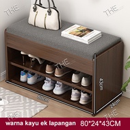 Tempat Pakai Sandal Ruang Tamu  /Rak Sepatu Duduk Sofa Kayu / Lemari Sepatu 2 Susun/ Rak Sepatu【Gara