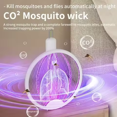 Foldable Electric Mosquito Killer Fly Swatter Trap USB Rechargeable Mosquito Racket Insect Killer UV