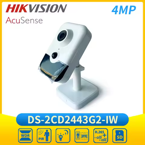 No Hikvision Logo DS-2CD2443G2-IW 4MP Acusense Mini WIFI Surveillance Camera PIR POE IR Two-way Audi