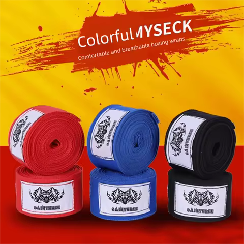 2PCS 1.5/3/5m Boxing Hand Wraps Black Red Blue Breathable Boxing Wrist Strap Polyester Stretchable B
