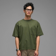 JB - Basic Pocket T-Shirt Heavyweight Green Army - Oversized Boxy T-Shirt Boxy Shirt