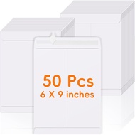 50 Pack 6x9 Envelopes Self Seal, White Catalog Mailing Envelopes 6 x 9 Manilla Envelopes for Mailing