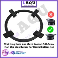 (LOWEST PRICE) Wok Ring Rack Gas Stove Bracket 4&amp;5 Claw Non Slip Black Wok Burner Stand Cast Iron Round Bottom Pot