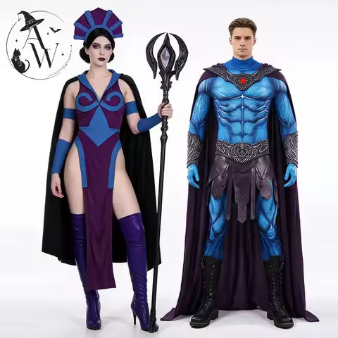 Skeletor Evil-Lyn Cosplay Costume Full Set Supervillain Disguise, Movie Replica Tight Bodysuit for H