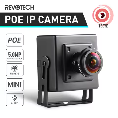 REVOTECH 5MP Mini 1.7mm Fisheye Lens Audio POE IP Security Camera Home Indoor CCTV Surveillance Came