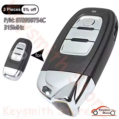 KEYECU 3 Buttons 315MHz for Audi A4 A5 A6 A7 S4 2009-2016 for Lamborghini Style Auto Modified Smart 