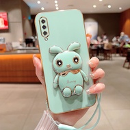 Phone Case Samsung Galaxy A70 A70S A50 A50S A30S A30 A20 A10 Cartoon Rabbit Holder with Lanyard Luxury Protective Case