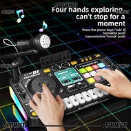 OPTIMISTIVF Kid DJ Mixer, Multifunctional With Microphone Electronic Piano Keyboard, Simulation Desi