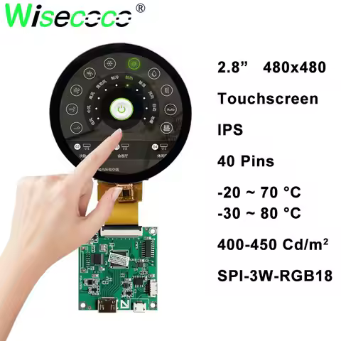 Circle Touchscreen 2.8 Inch 480x480 IPS 3 Inch Instruments Meters Smart Home Raspberry Pi Round Disp