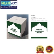 ACRYLIC DONATION BOX I TABUNG I SIZE : 3MM X L180MM X W150MM X H180MM (LOGO)