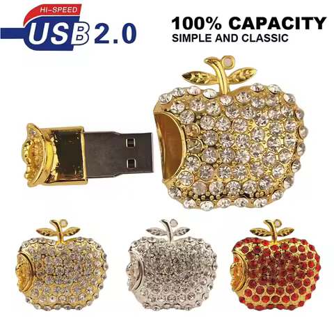 Jewelry Apple USB Flash Drives 32GB 16GB 8GB 4GB 128MB Pendrive Diamond Pen Drive Gift USB Memory St