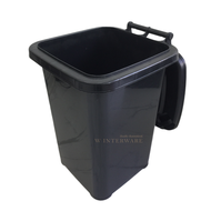 ถังขยะ สีดำใบใหญ่ กทม. 60 ลิตร ตั้งหน้าบ้าน แบบมีฝาเปิด-ปิดด้านบน พร้อมที่จับ #(ถังขยะดำ 60L)