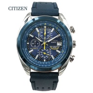 AT8020-03L Quartz Movement Men's Citizen World Chronograph Atomic Timekeeping Men Military Leather W
