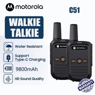 2Pcs Motorola C51 Mini Two Way Radio Walkie Talkie Long Range 15KM UHF USB charging Waterproof/dustp