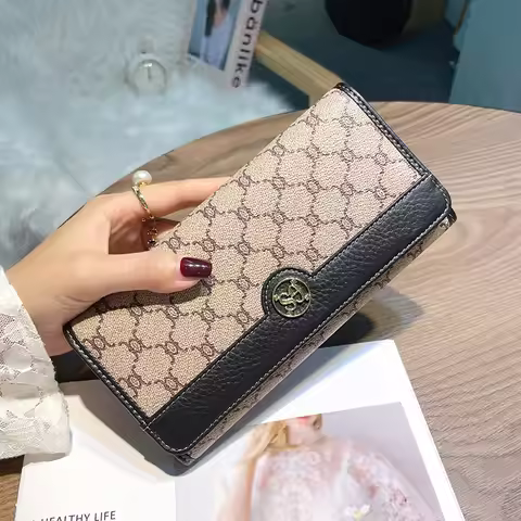 Luxury Real Leather Women Wallets Branded Style Long Purse Triumphal Arch Wallet Ladies Clutch Bags 