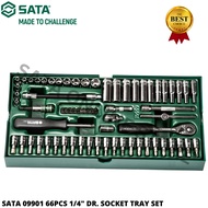 SATA 09901 66PCS 1/4" DR. SOCKET TRAY SET / SOCKET SET / RATCHET / ADAPTOR / BIT SOCKET / TORX SOCKE