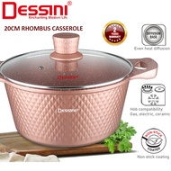 DESSINI 20cm Non-Stick Casserole Pot Periuk Aluminium Die Cast Tebal + Lid Compatible Gas/Induction 