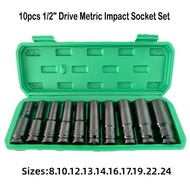 MATA 10Pcs Socket Bits 1/2‘s 8-24mm Impact Socket/ shock wrench Impact socket set/ Impact sock impac
