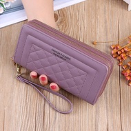 【LAZ Choice】Fashion Casual Wallet Woman Double Zipper Long Wallet  Classic Purse Lady Clutch Womens 