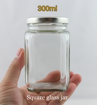[60pcs][ Roy ] 300ml  Square glass Jar/Botol Kaca petak /Bekas kaca /Sambal botol 方形瓶罐 [ Wholesale]