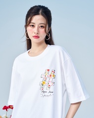 Niyom Jeans collection INDIGO : เสื้อยืด Oversize รุ่น TSO-105 สกรีนลาย ผ้าCotton ผ้ายืด